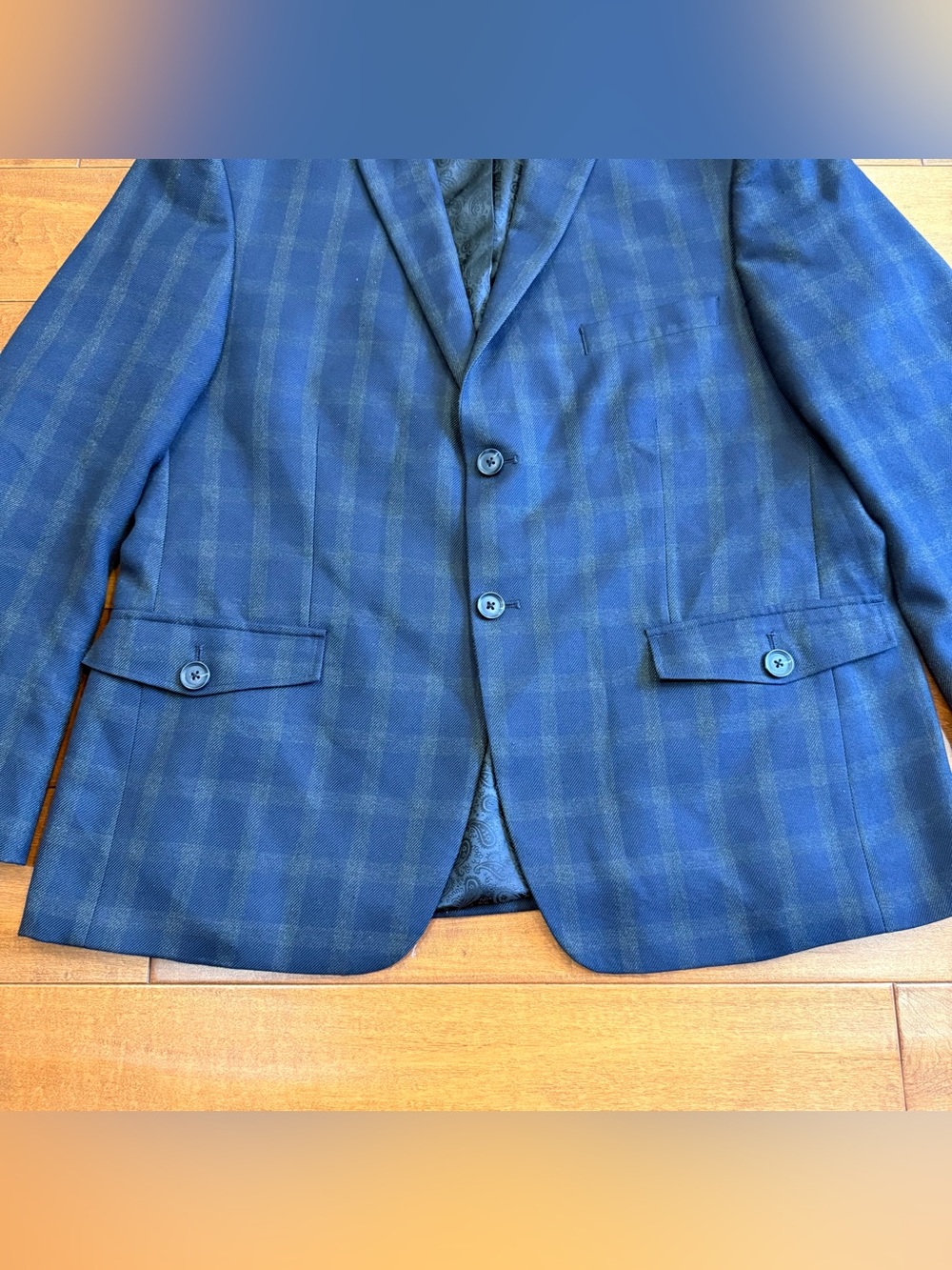 Originals 1926 Haggar Blue Tartan Plaid 2-Button Single Breasted 44S - Picture 3 of 12